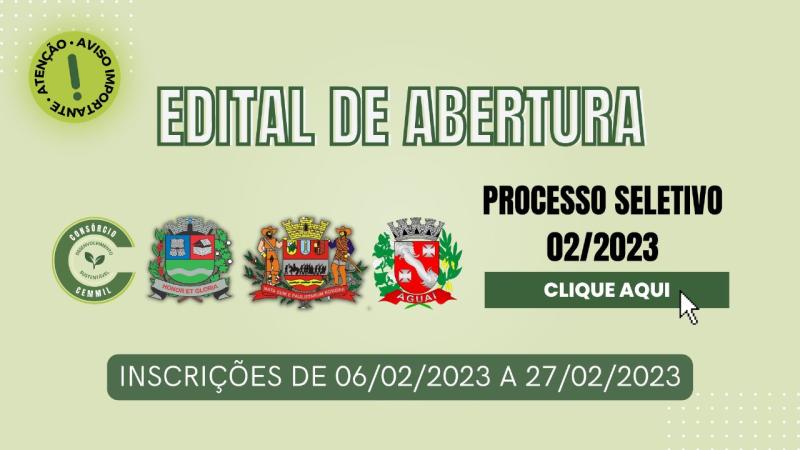 Edital de Abertura de Inscrições - Mogi Guaçu, Mogi Mirim e Aguaí - Processo 02.2023