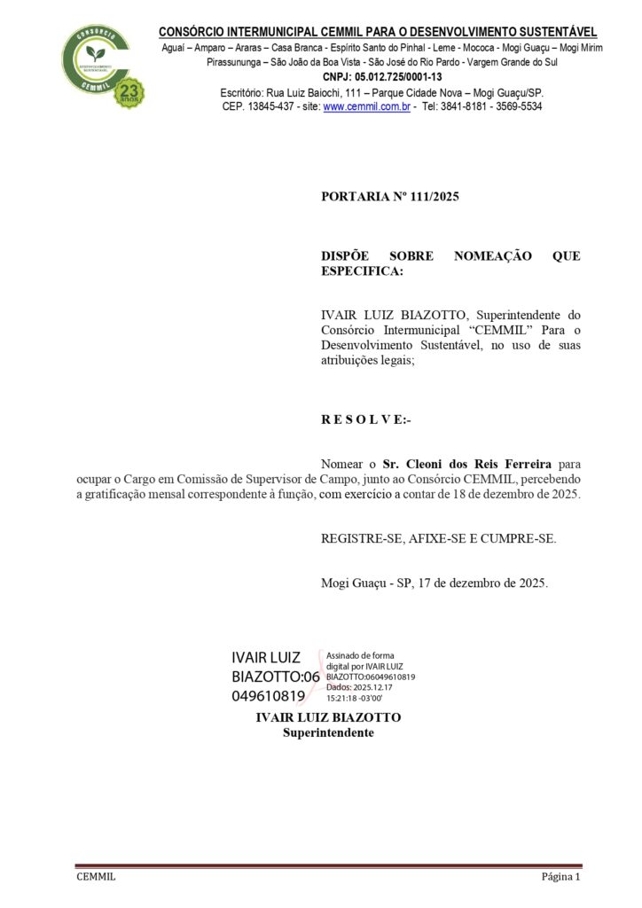 A imagem atual não possui texto alternativo. O nome do arquivo é: Portaria-111-2025-Nomeacao-de-Supervisor-de-Campo-Cleoni-dos-Reis-Ferreira_page-0001.jpg